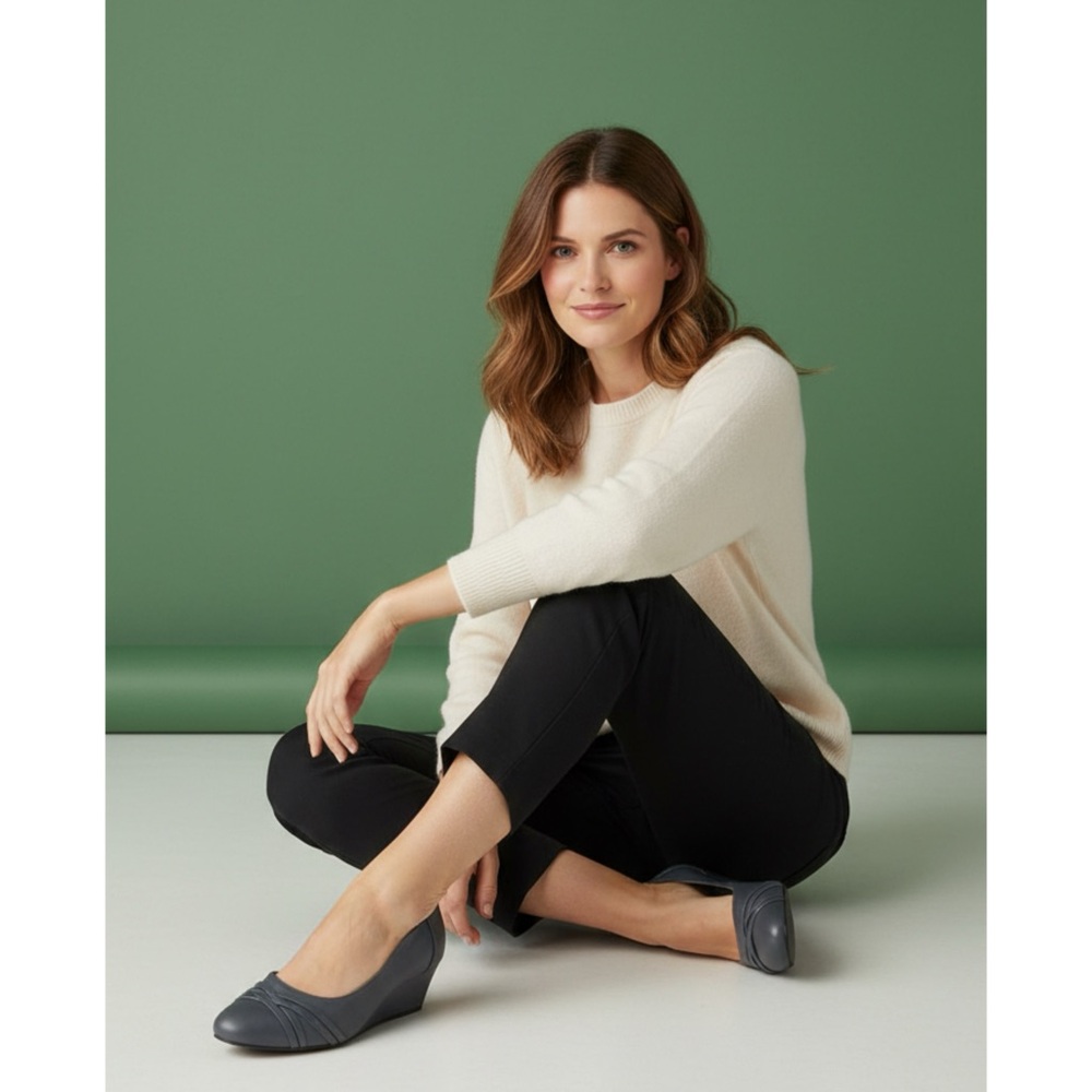 LIFE STRIDE‎ Stretch Women Black Wedge Slip On Pump size 10 Leather Sandals